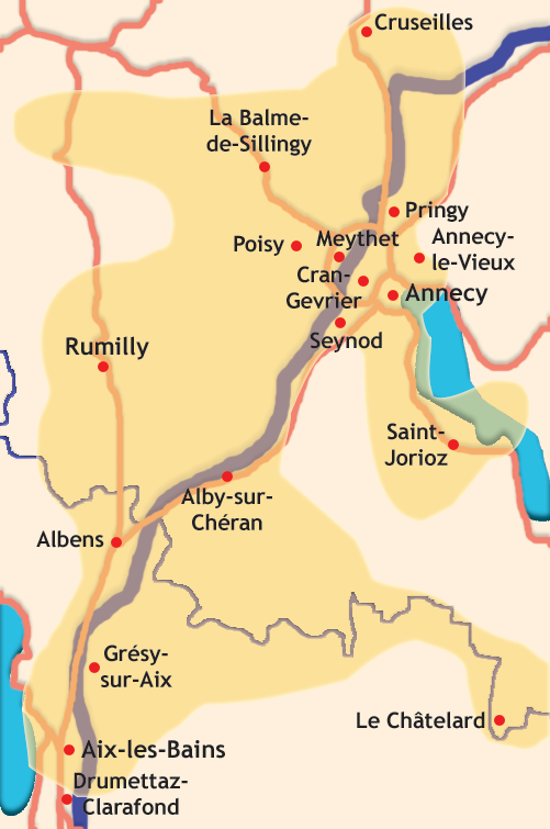 carte de la couverture géographique de Radio Semnoz